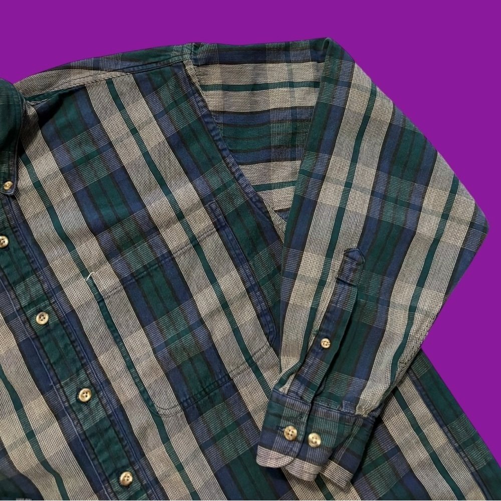 90s Roundtree & Yorke Striped Button-Down Shirt - Picture 3 of 4